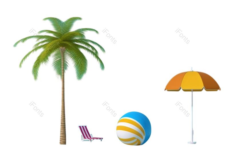 元素图片,夏天元素,椰子树PNG,太阳伞免抠素材